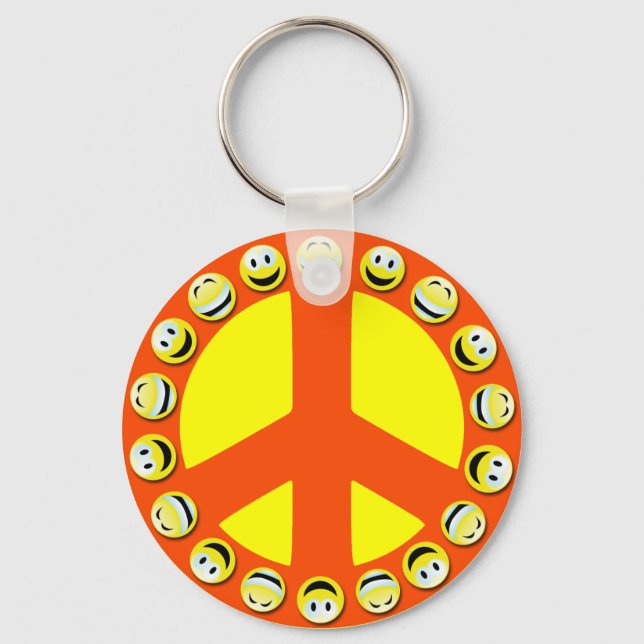 FACE PEACE SIGN KEY RING (Front)