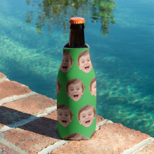 Face Photo Can Cooler, Birthday Party Photo Custom Bottle Cooler (In Situ Pool)
