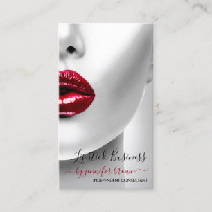 Face Photo Red Lips Makeup Artist Business Card
