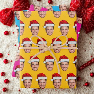 Face Photo Santa Hat Gift Wrap, Unique Gift Face Wrapping Paper Sheet