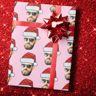 Face Santa Hat Christmas Gift Wrapping Paper