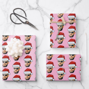 Face Santa Hat Christmas Gift Wrapping Paper Sheet