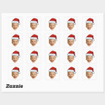 Face Santa Hat Stickers, Custom Photo Christmas  Square Sticker<br><div class="desc">Face Santa Hat Stickers,  Custom Photo Christmas Sticker</div>