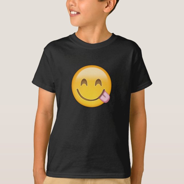 Face Savouring Delicious Food Emoji T-Shirt (Front)