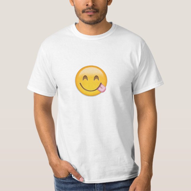 Face Savouring Delicious Food Emoji T-Shirt (Front)
