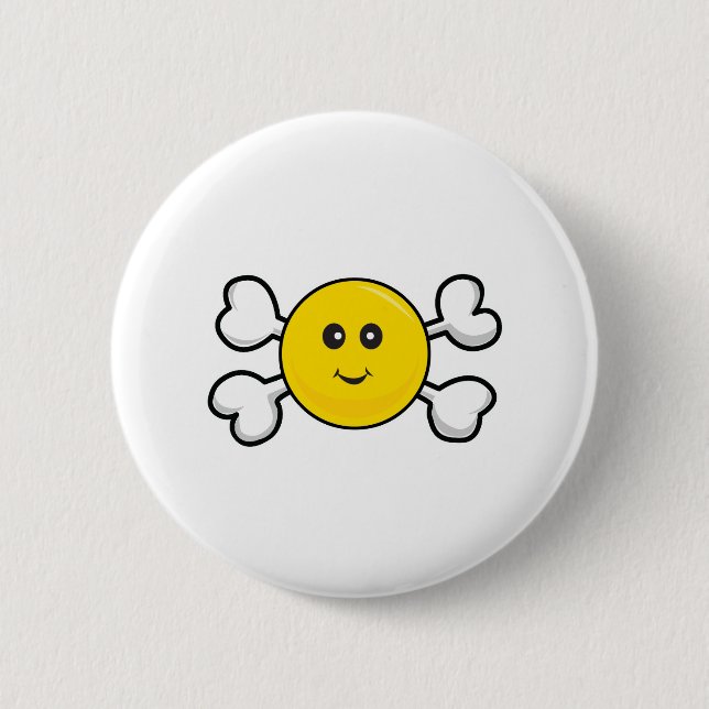 face Skull and Crossbones 6 Cm Round Badge (Front)
