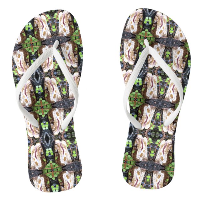 Face The Snake - Cottonmouth / Water Moccasin  Flip Flops (Footbed)