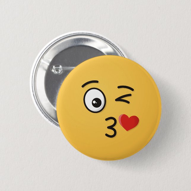 Face Throwing a Kiss 6 Cm Round Badge (Front & Back)
