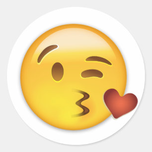 Face Throwing A Kiss Emoji Classic Round Sticker