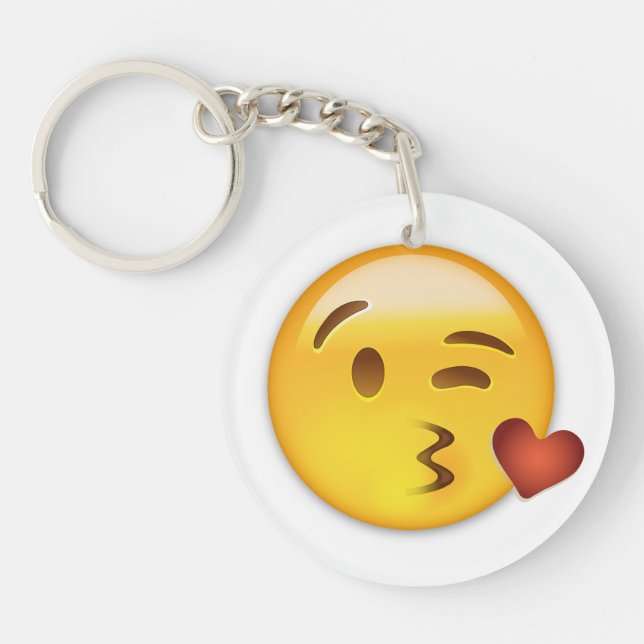 Face Throwing A Kiss Emoji Key Ring (Front)
