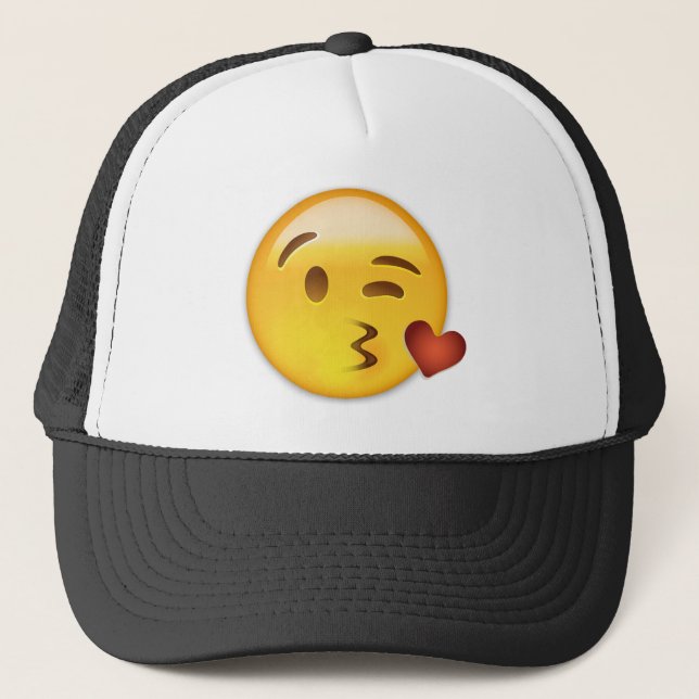 Face Throwing A Kiss Emoji Trucker Hat (Front)