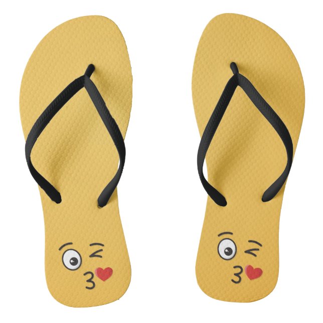 Face Throwing a Kiss Flip Flops (Footbed)
