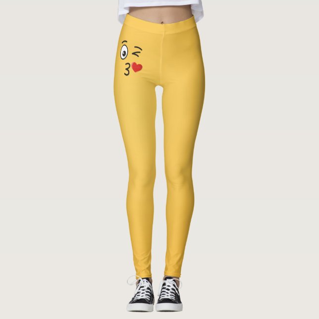 Face Throwing a Kiss Leggings (Front)