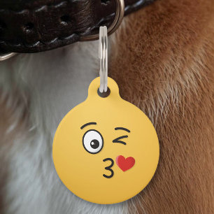 Face Throwing a Kiss Pet Tag