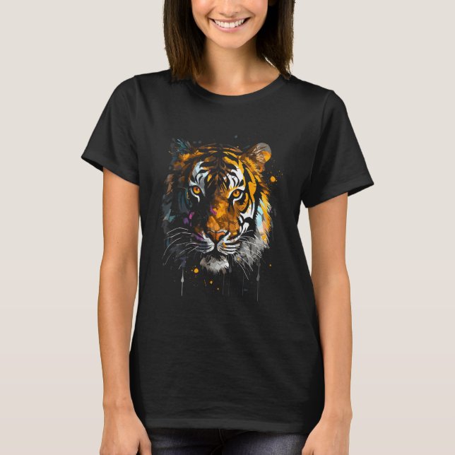 Face Tiger Colourful Animal  Animal  Design T-Shirt (Front)