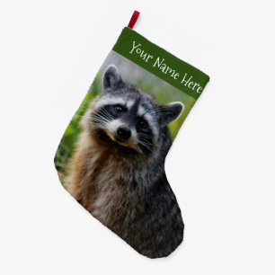 Face to Face with a North American Racoon Large Christmas Stocking