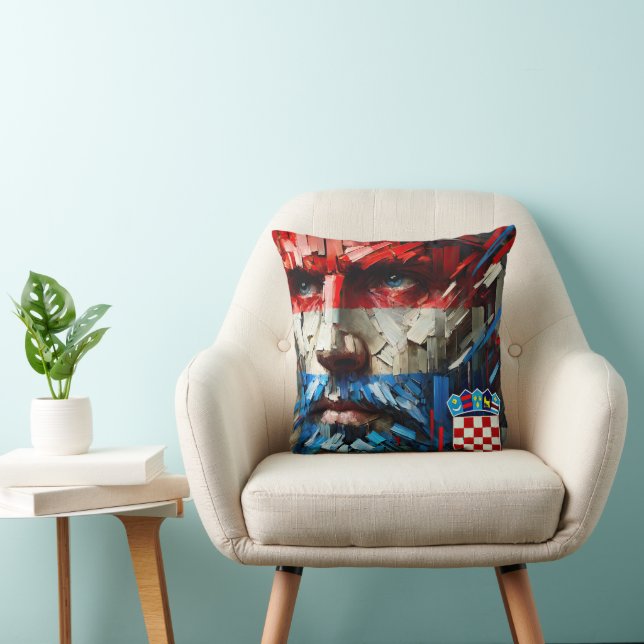 Face vibrant colors of the Croatian flag Cushion (Chair)