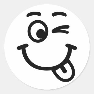 face wink classic round sticker