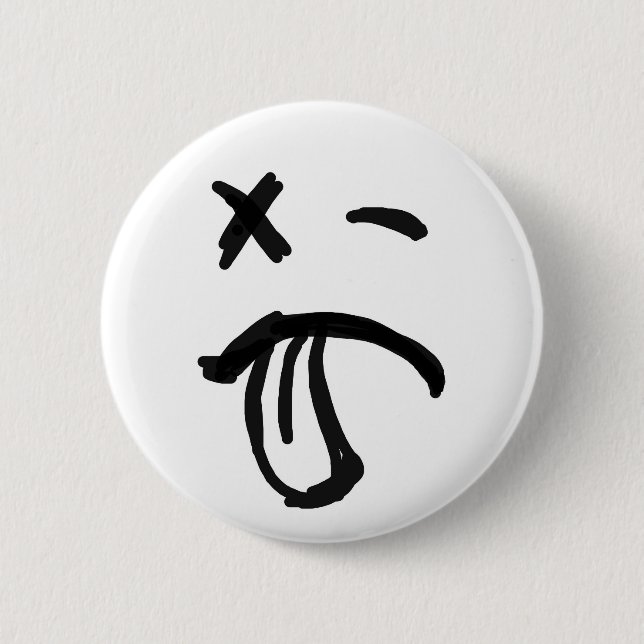 Face with Black Eye and Tongue Sticking Out 6 Cm Round Badge (Front)