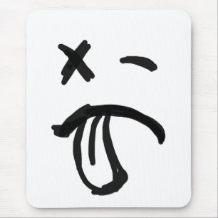 Face with Black Eye and Tongue Sticking Out Mouse Mat