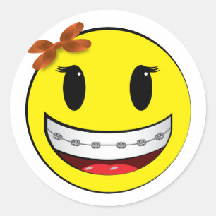 face with braces - girl classic round sticker