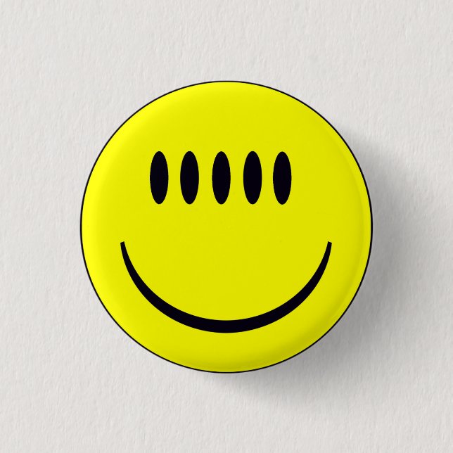 Face With Five Eyes Funny Button Badge (Front)