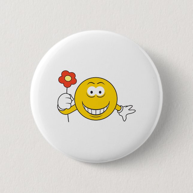 Face with Flower 6 Cm Round Badge (Front)
