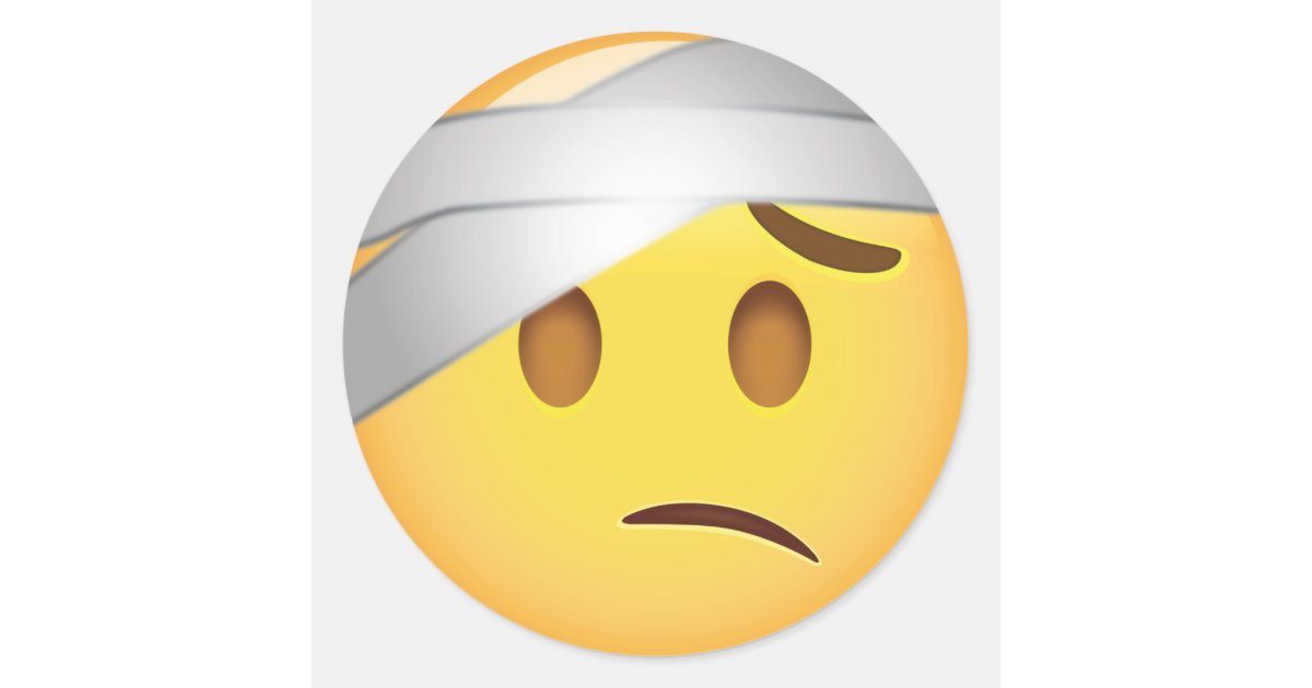Face With Head Bandage Emoji  Classic Round Sticker 