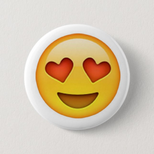 Face with heart shaped eyes emoji sticker 6 cm round badge (Front)