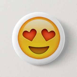 Face with heart shaped eyes emoji sticker 6 cm round badge