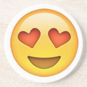 Face with heart shaped eyes emoji sticker coaster