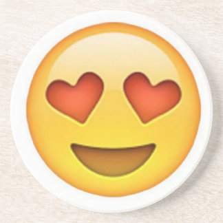 Face with heart shaped eyes emoji sticker coaster