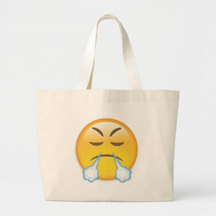 Face With Look Of Triumph Emoji Large Tote Bag