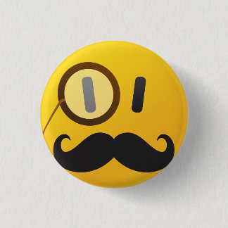 face with moustache 3 cm round badge