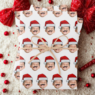 Face With Santa Hat Wrapping Paper Sheet