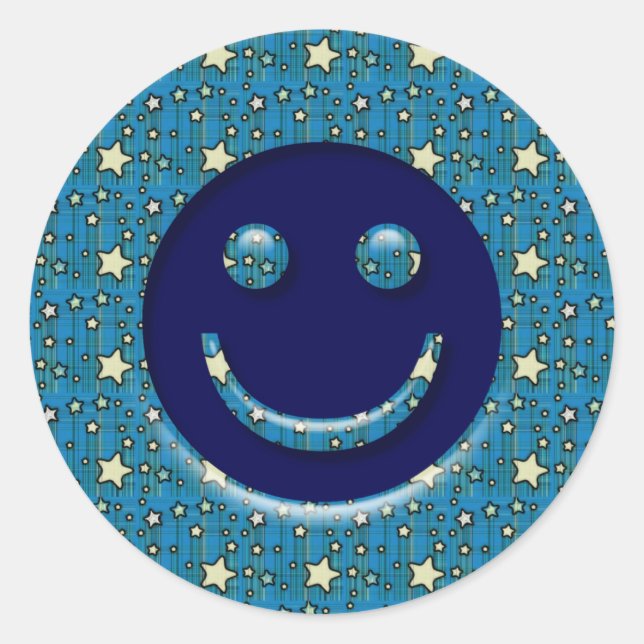 FACE WITH STARS CLASSIC ROUND STICKER (Front)