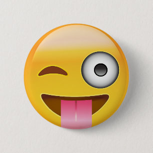 Face With Stuck Out Tongue And Winking Eye Emoji 6 Cm Round Badge
