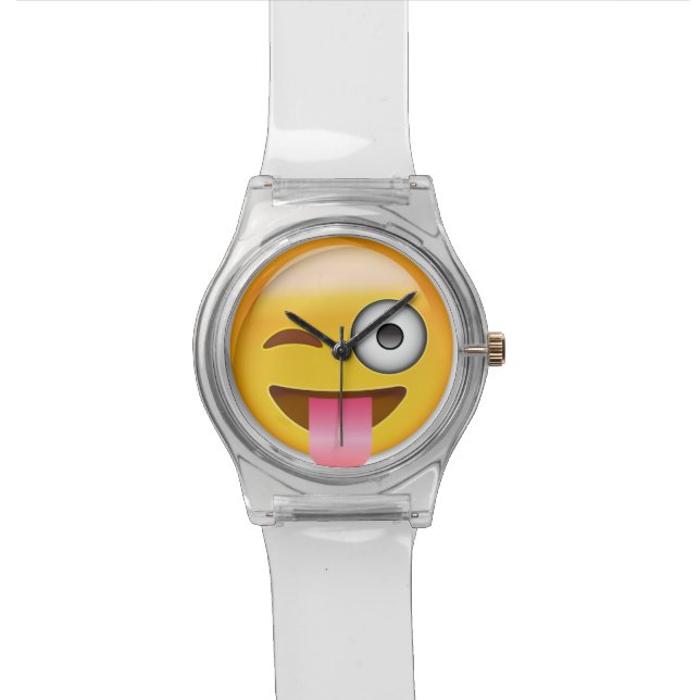 Face With Stuck Out Tongue And Winking Eye Emoji Watch (Close Up)