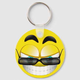 FACE WITH SUNSHADES KEY RING