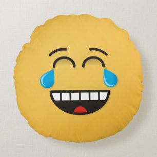 Face With Tears of Joy Round Pillow