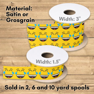 Face With Tears of Joy Satin Ribbon