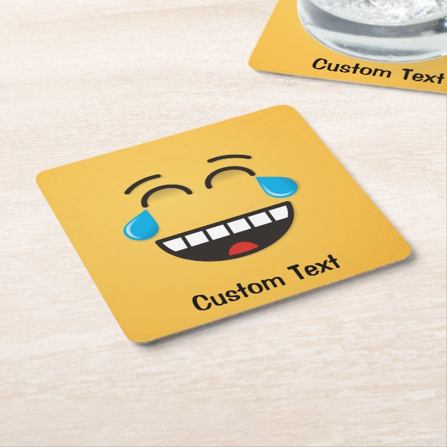 Face With Tears of Joy Square Paper Coaster (Angled)