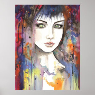 Face Within Paint Modern Portrait of a Woman Art Poster