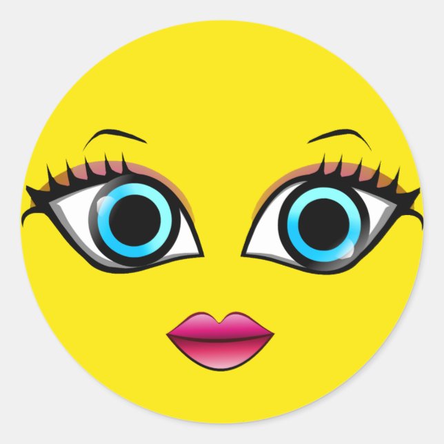 FACE WOMAN CLASSIC ROUND STICKER (Front)