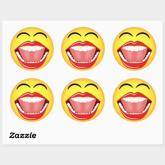 Face Yellow Laughing Emoticon Round Sticker (Sheet)