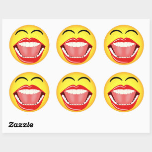 Face Yellow Laughing Emoticon Round Sticker