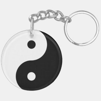 Face Yin Yang Symbols 2-Sided Key Chain