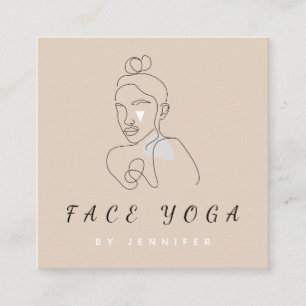 Face Yoga Abstract Line Art Face Minimal Bohemian  Square Business Card