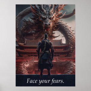 Face Your Fears - Warrior vs Dragon - Success Poster