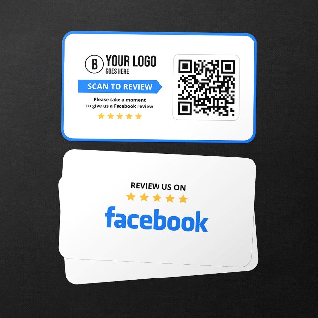 Facebook Business Review 5 Star Scannable QR Code Business Card (Creator Uploaded)